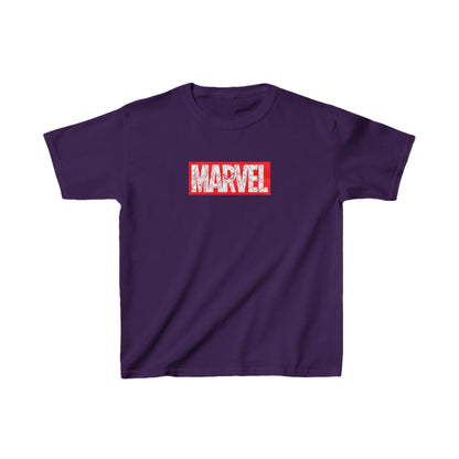 Chic Unisex Children's Marvel Logo Graphic Cotton Tee in regal purple, featuring 16 luxurious colour choices.