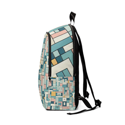 Geometric Pattern Pastel Backpack by Dazzling Dreams Studio showcasing elegant pastel shades and modern fusion design with stylish geometric elements.