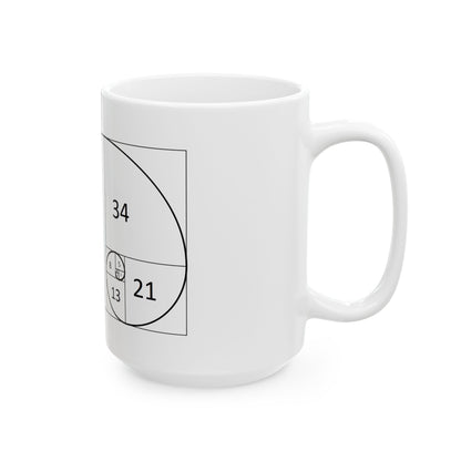 Fibonacci Spiral Image Ceramic Mug – Perfect 12 oz ceramic mug for coffee enthusiasts who want a taste of art with every delightful sip!