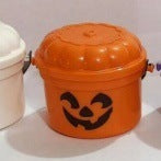 Vibrant Halloween Pumpkin Bucket with Straw Mouthpiece Decoration Props, showcasing a classic orange pumpkin design with a mischievous face.