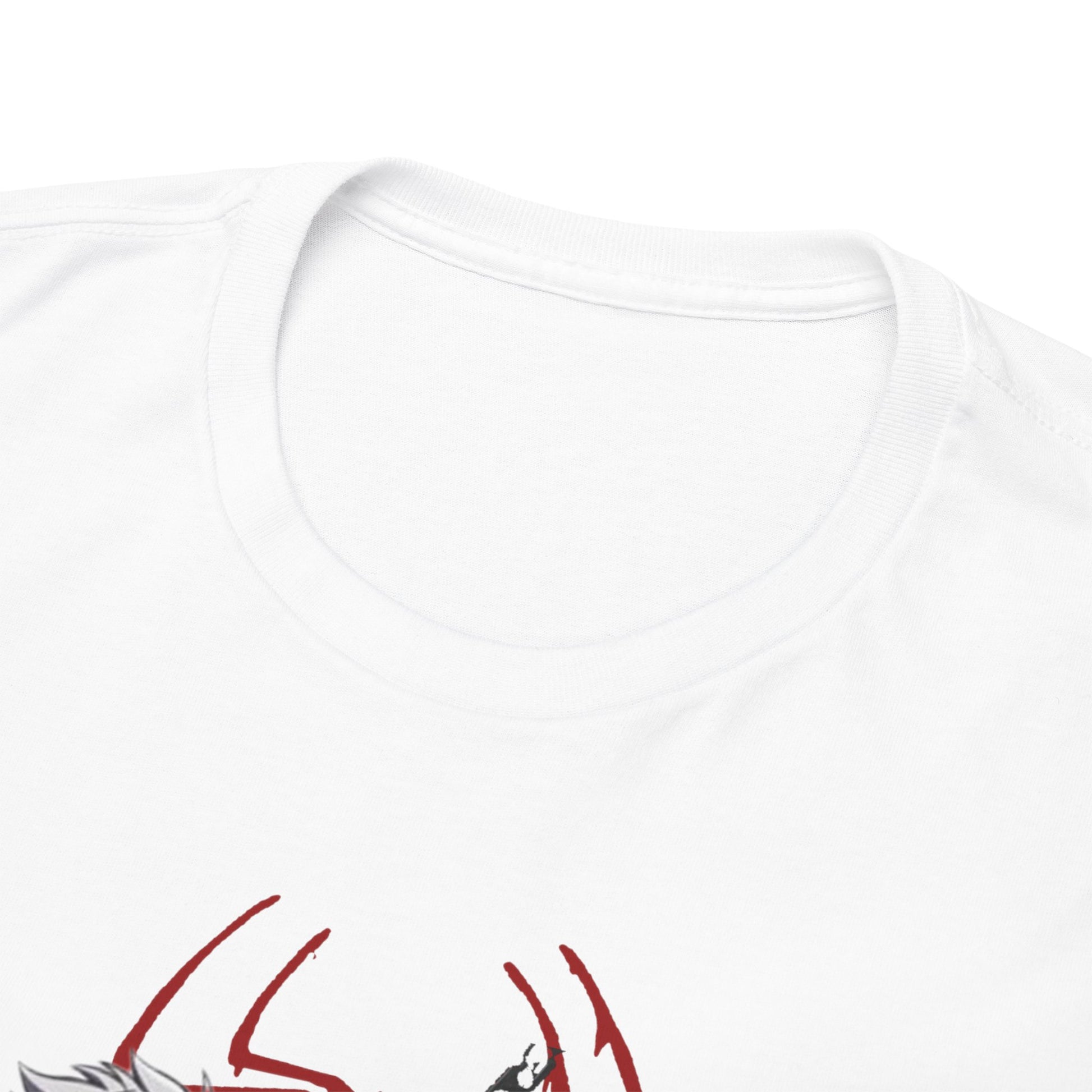 Close-up view of the luxurious Hunter x Hunter T-shirt neckline, showcasing premium-quality fabric and detail, perfect for discerning anime enthusiasts.