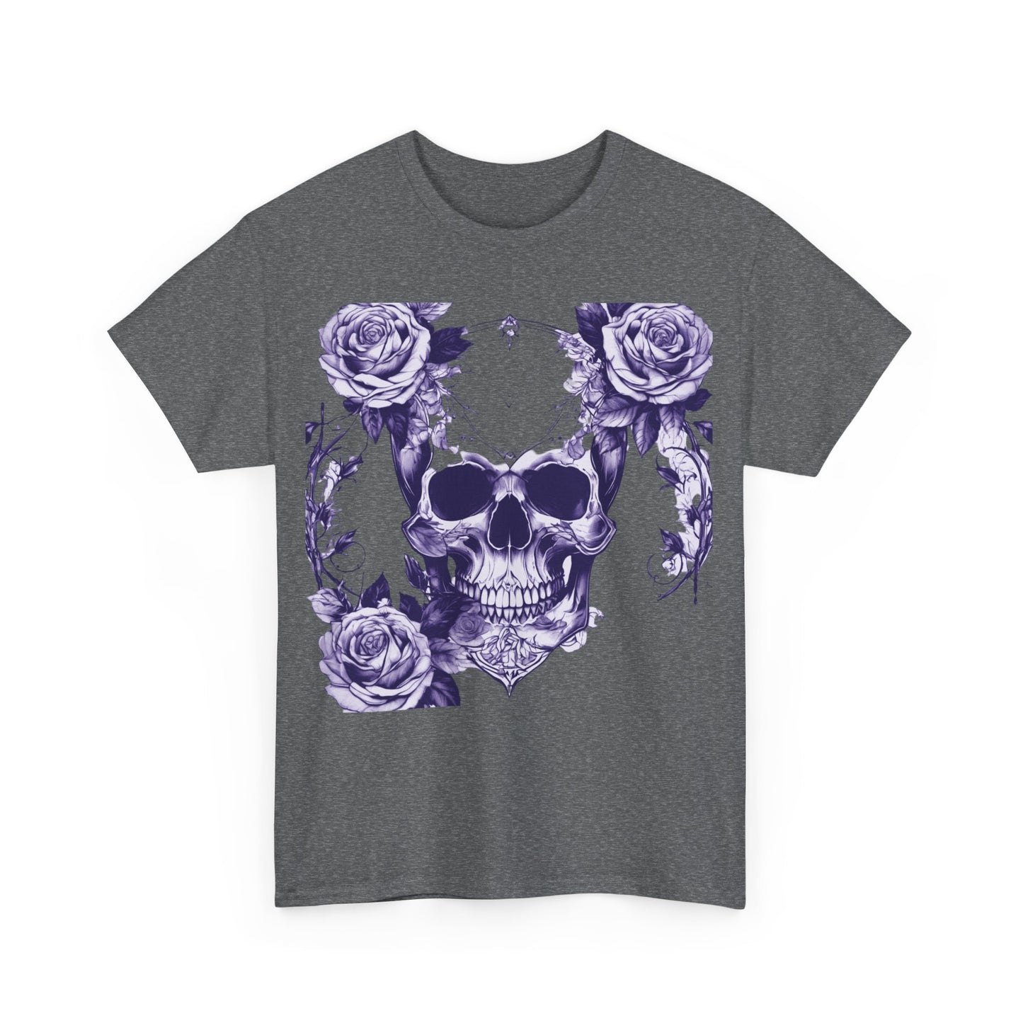 Skulls and Roses Cotton Tee, Unisex Graphic Shirt, 7 color choice