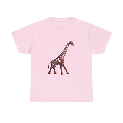 Stylish Unisex Giraffe Graphic Tee in pink displaying a beautifully crafted giraffe motif, elevating your casual wardrobe to a luxurious level.