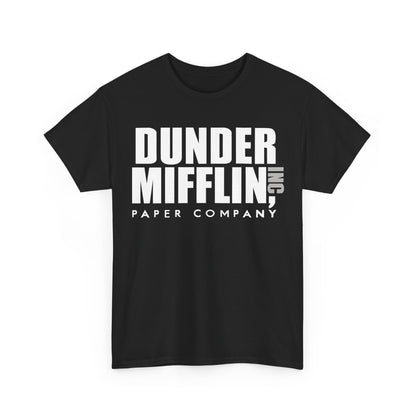 Stylish Dunder Mifflin Logo Graphic T-Shirt in black, featuring the renowned logo of the famous paper company, ideal for discerning fans of The Office.