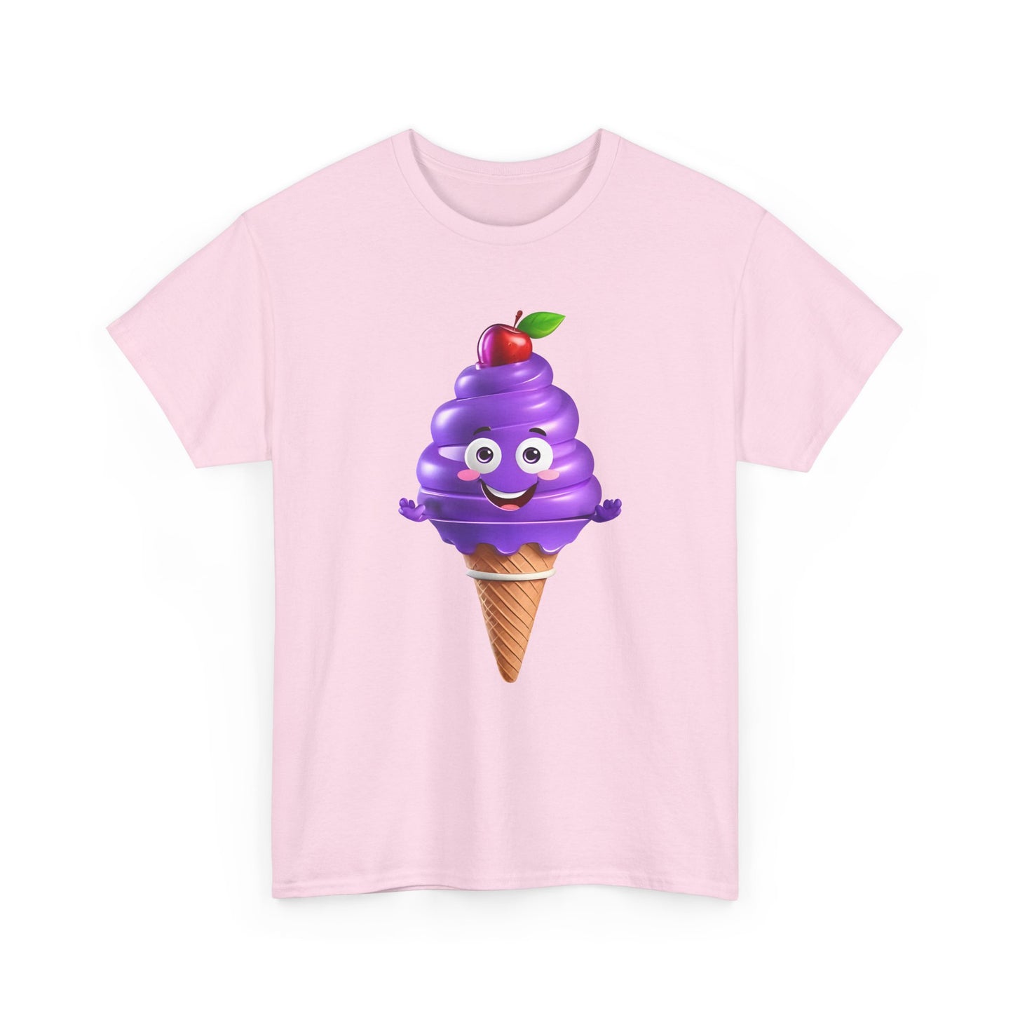 Scoop of Joy: Cartoon Ice Cream Cone Character Tee Unisex Cotton Graphic T Shirt