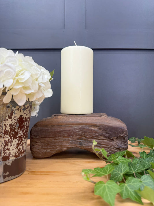Rustic Wooden Candle Holder / Church Candle Stand / Reclaimed Farmhouse Decor B