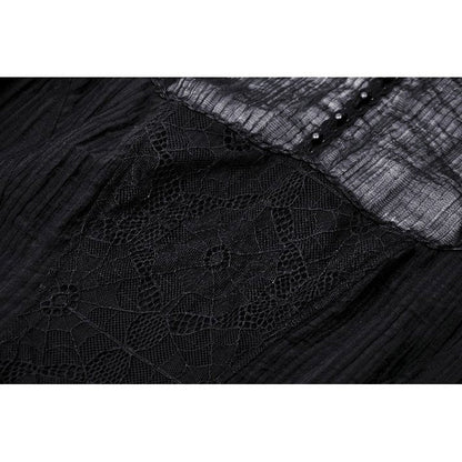 Elegant Dark in Love Harlow Gothic Lace Maxi Dress showcasing intricate Victorian lace detailing and a flowing silhouette, perfect for gothic-themed occasions.