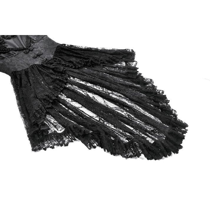 Stylish black bell sleeves of the Dark In Love gothic tailcoat, adding a dramatic flair to your gothic ensemble.