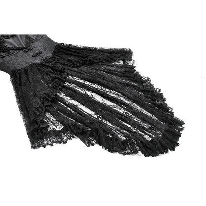 Stylish black bell sleeves of the Dark In Love gothic tailcoat, adding a dramatic flair to your gothic ensemble.