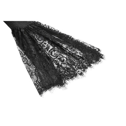 Elegant Dark in Love Greta Lace-Up Mesh Dress showcasing intricate bell sleeves and a sweetheart neckline, perfect for gothic fashion enthusiasts.