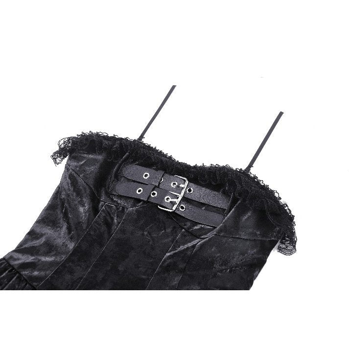 Back view of the Harriet Punk Shiny PU Leather Layered Dress, demonstrating its stunning silhouette and sophisticated edgy details, perfect for statement-making outfits.