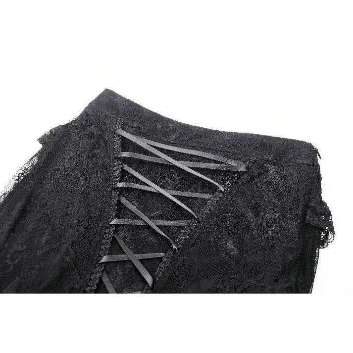 Detailed shot of the mermaid hemline on the Dark in Love Nevaeh Skirt, featuring unique lace accents for a dramatic flair.