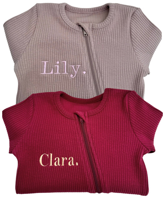 Luxury Claret Red Zip Sleepsuit for Babies by DreamBuy, perfect for ages 0-36 months, featuring soft fabric and a stylish design for easy dressing.