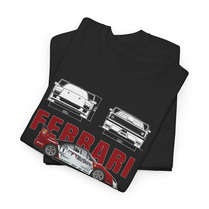 Stacked black Ferrari F40 Marlboro Graphic Design T-Shirts, showcasing premium quality and distinctive style, perfect for any car enthusiast's wardrobe.