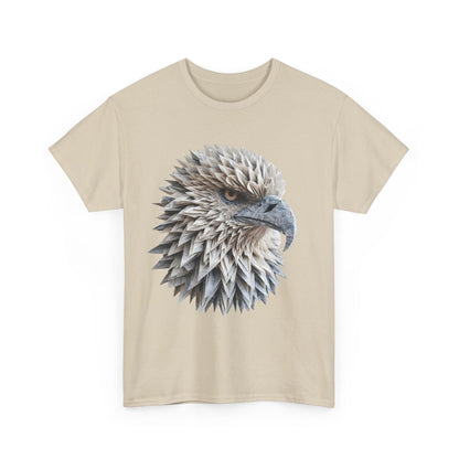 Front view of the Eagle Vision Unisex Cotton Graphic Tee in a refined beige shade, adorned with an exquisite eagle head graphic that represents nature's artistry.