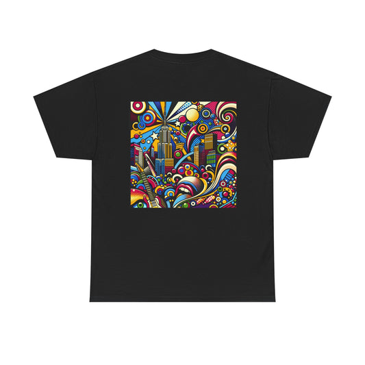 Versatile Dexter ColorSplash T-Shirt by Dazzling Dreams styled with casual jeans, highlighting its breathable cotton and striking patterns.