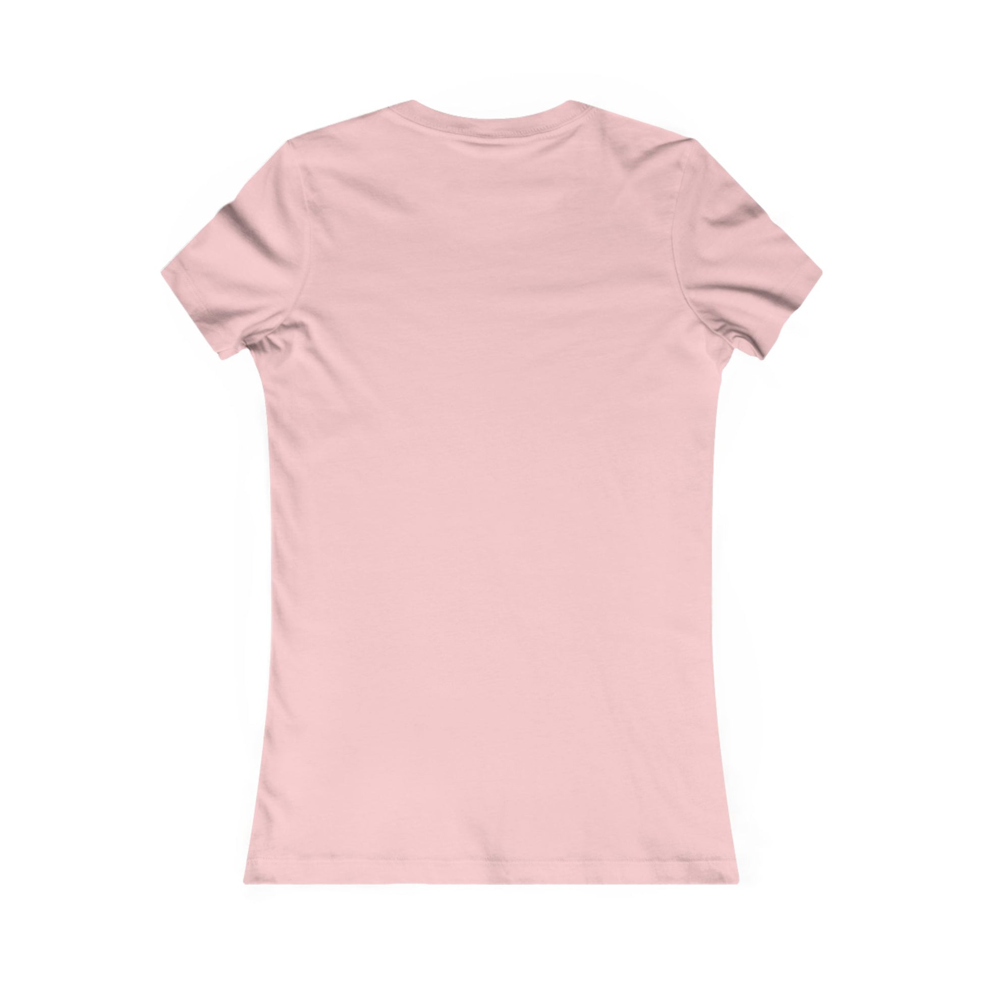 Sophisticated back perspective of a fitted Cheeky Women's T-Shirt in delicate pink, perfectly crafted for a stylish and playful wardrobe.