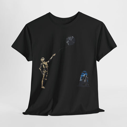 Star Wars T-Shirt - C-3PO & R2-D2 with Death Star Balloon - Funny Graphic Men's