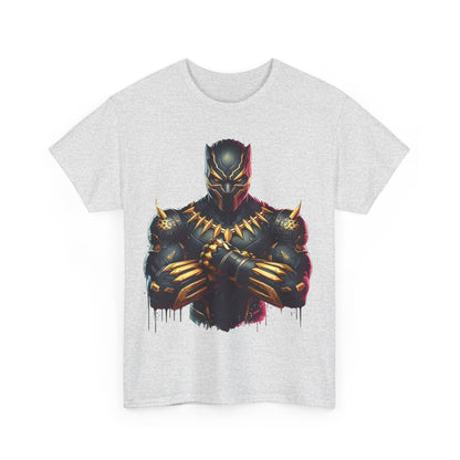 Front view of the Elevate Your Style With The Black Panther Unisex Graphic Tee – Iconic Marvel Superhero Design featuring a striking illustration of Black Panther in a dynamic pose.