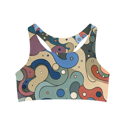 Vivienne Clairmont 2024 Summer Sports Bra in vibrant artsy design by Dazzling Dreams Studio, showcasing luxurious comfort and excellent support for stylish workouts.