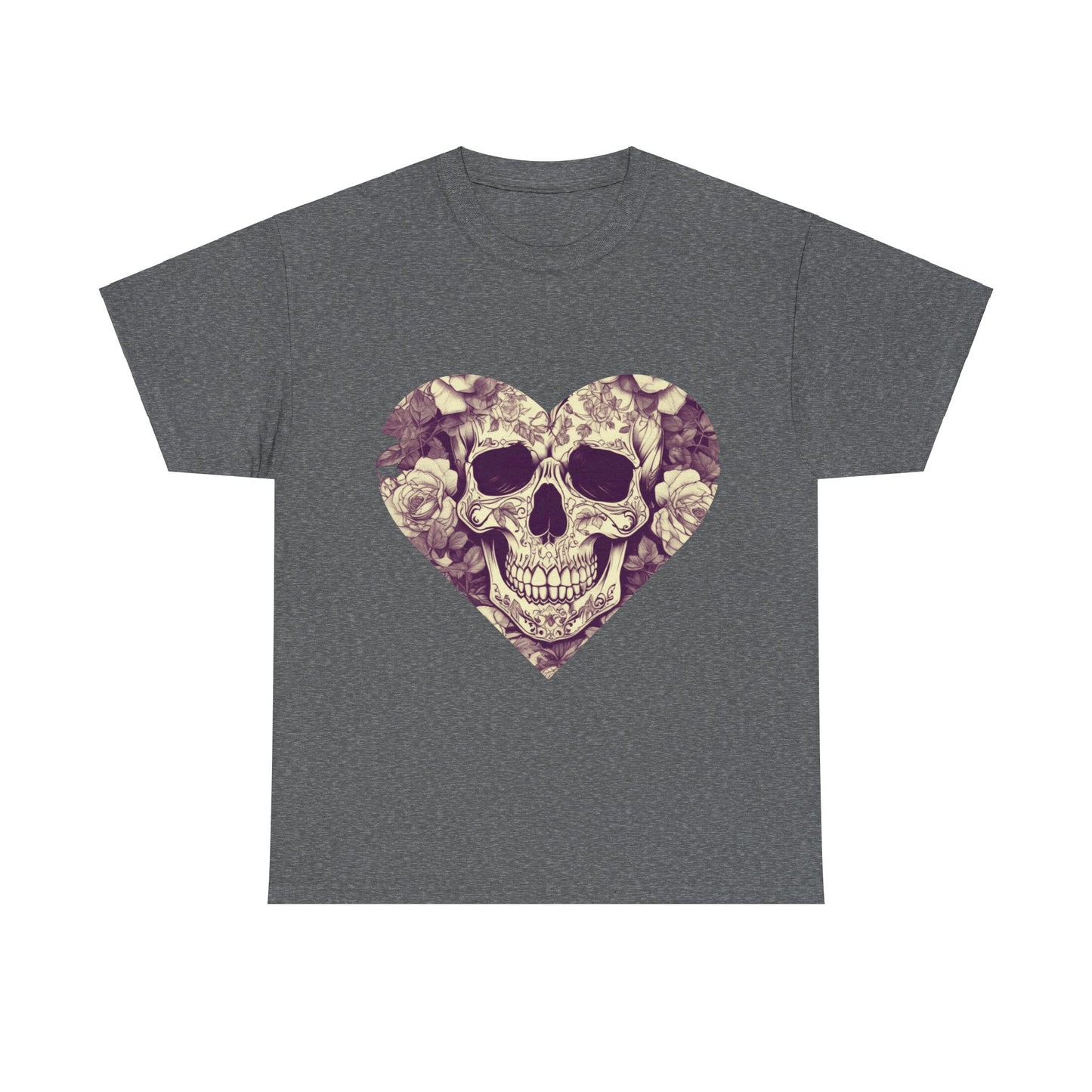 Skulls and Roses Cotton Tee, Unisex Graphic Shirt, 7 color choice