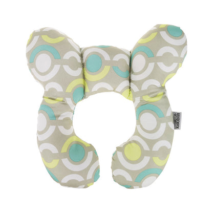 Contemporary U-Shaped Infant Pillow by Dazzling Dreams Studio with a modern circular pattern in soothing colours, ideal for gentle neck support for infants.