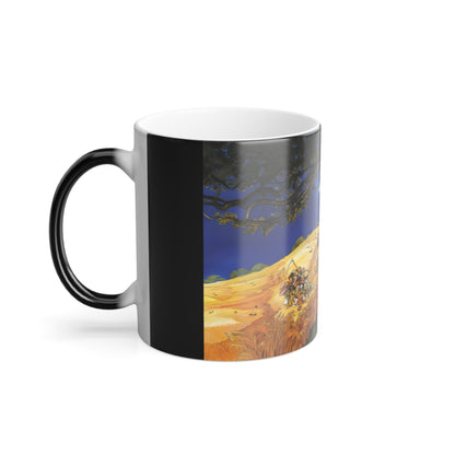 Side view of the Discworld Reaper Man Colour Morphing Mug displaying intricate illustrations, ideal for tea and coffee lovers who appreciate unique artistry.