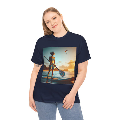 Fashion-forward Delightfull Paddle Board Scene T-Shirt by Dazzling Dreams Studio, designed for comfort and style, ideal for any water sport enthusiast.