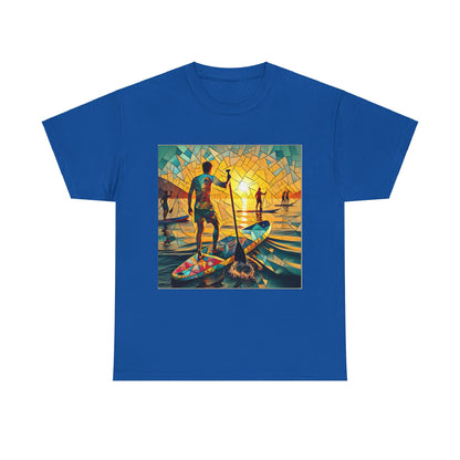 Soft and breathable fabric of Luxury Paddleboarding Scene T-Shirt by Dazzling Dreams Studio, designed for comfort during any sporting activity.
