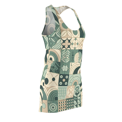 Stylish model wearing the Aurelia Starling Racerback Dress by Dazzling Dreams Studio, perfect for summer garden parties and casual brunches, highlighting its versatility.