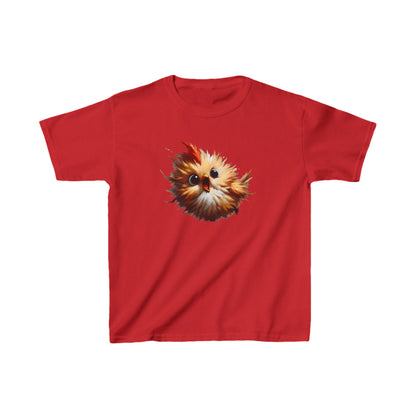 Child's Unisex Cartoon Bird Graphic Cotton Tee - Bold Red showcasing an enchanting bird graphic, a must-have for trendsetting kids.