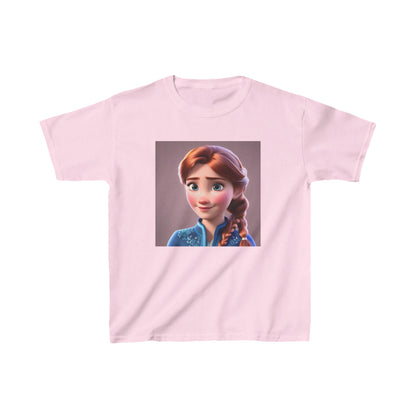 Kids Frozen Anna Heavy Cotton T-Shirt in delicate pink, featuring a whimsical Anna design ideal for expressing youthful style.