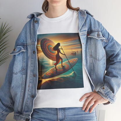 High-quality fabric of the Delightfull Paddle Board T-Shirt, designed for comfort and style, crafted by Dazzling Dreams Studio.