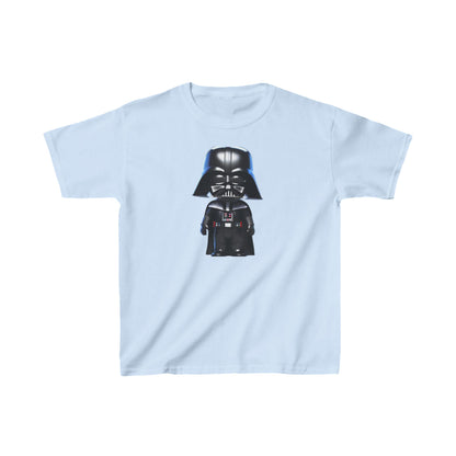 Kids Cute Darth Vader T-shirt Heavy Cotton Tee in soft light blue hue, featuring a cute Darth Vader illustration, perfect for fashion-forward children.