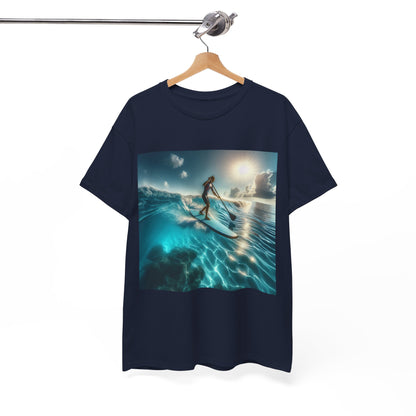 Lifestyle imagery of the Delightful Paddle Board T-Shirt by Dazzling Dreams Studio, inspiring moments of tranquility and adventure on the water.
