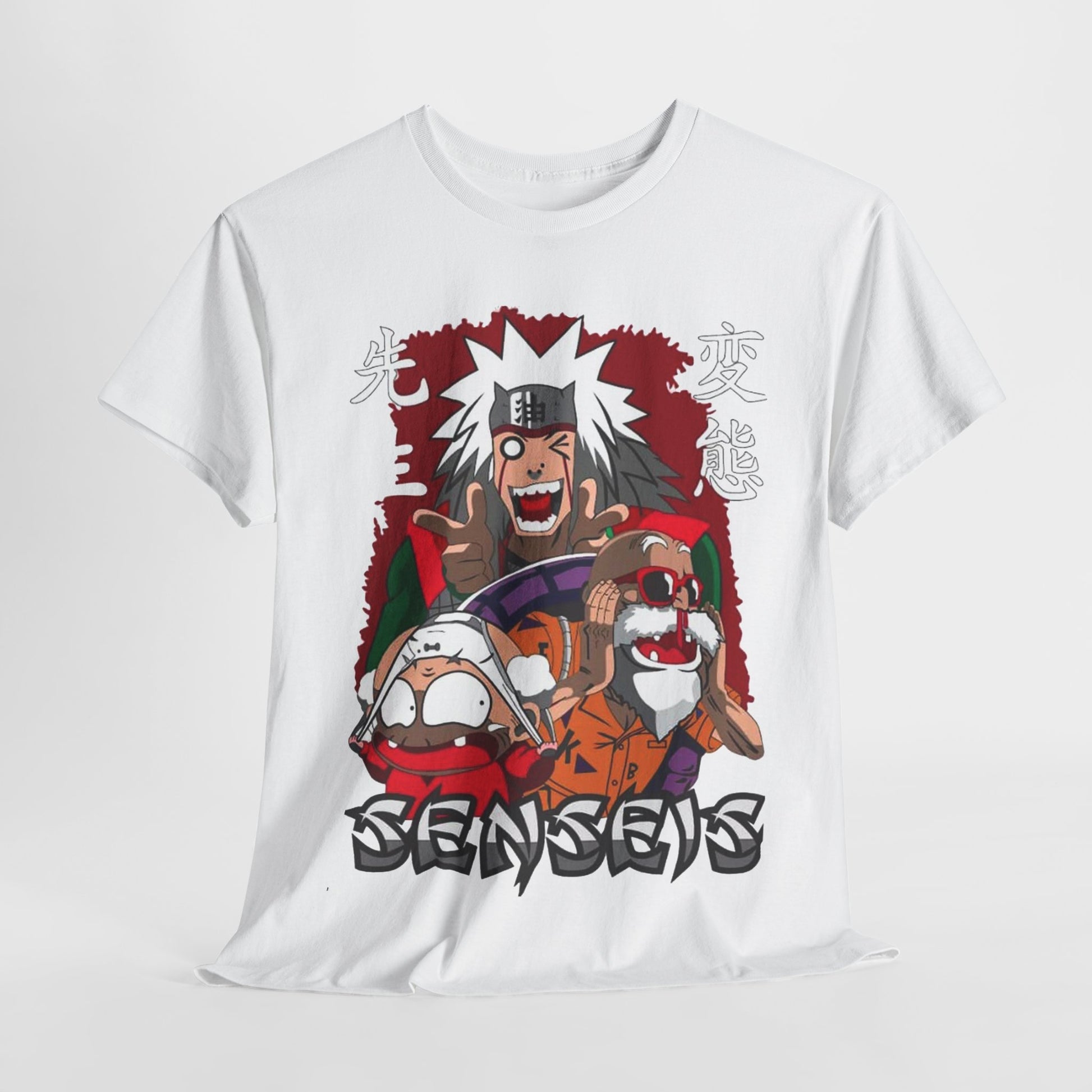 Artfully displayed Sensei Graphic Tee highlighting intricate anime artwork and cultural accents, a masterpiece of luxurious casual fashion.