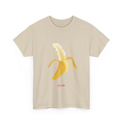 Chic unisex graphic tee showcasing a stylish pixelated banana and vibrant 'SEX KING' text, a trendy addition for those who appreciate unique fashion statements.