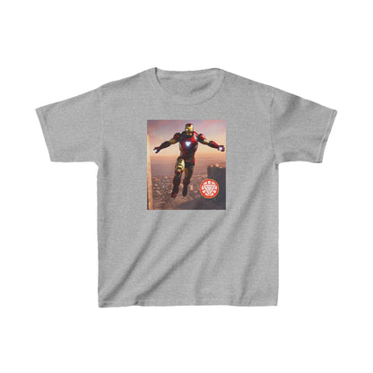 Sophisticated Kids Iron Man Heavy Cotton T-Shirt in grey highlighting an impressive Hulk graphic - a must-have for aspiring heroes.