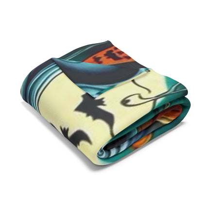 Another perspective of the Decorative and Warm Halloween Spooky Scream Arctic Fleece Blanket folded neatly, revealing a captivating Halloween-themed print.