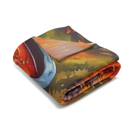 Folded Decorative and Warm Halloween Spooky Arctic Fleece Blanket, showcasing its rich colours and intricate Halloween designs, ideal for adding a touch of luxury to your Halloween celebrations.