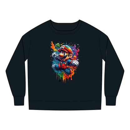 Vibrant Unisex Child's Gaming Sweatshirt for Ages 2-7 Years – 60% Cotton, 40% Polyester, featuring a playful graphic of a joyful character amidst a vibrant splash of colours, perfect for young gamers.
