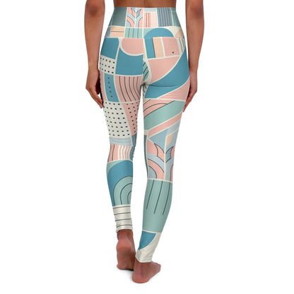 Elegant pastel geometric leggings by Dazzling Dreams Studio showcasing comfort and style, perfect for activewear and loungewear.