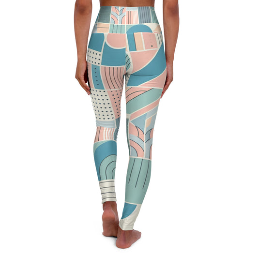 Elegant pastel geometric leggings by Dazzling Dreams Studio showcasing comfort and style, perfect for activewear and loungewear.