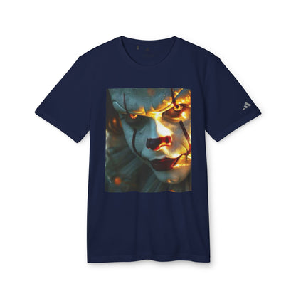 Adidas Unisex Halloween Pennywise Cute T-shirt in navy blue showcasing a unique Pennywise design, a luxurious choice for Halloween celebrations.