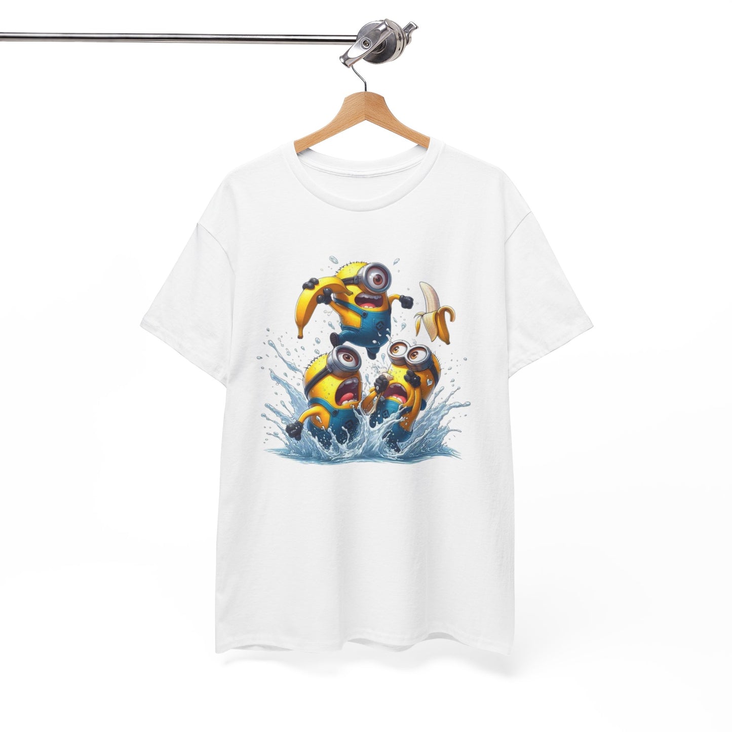 Mens Funny T-Shirt: Minions Banana Splash - Yellow Despicable Me Unisex Tee