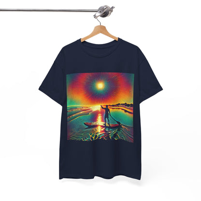 Delightful Paddle Board Adventure T-Shirt from Dazzling Dreams Studio, elegantly designed for water sports enthusiasts, featuring an eye-catching paddleboarding graphic.