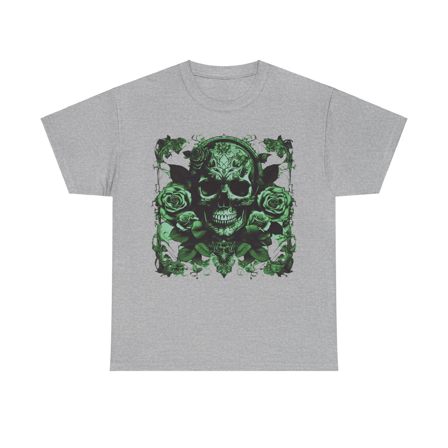 Skulls and Roses Cotton Tee, Unisex Graphic Shirt, 7 color choice