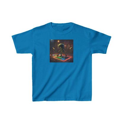 Kids Heavy Cotton Tee Featuring Cute Aliens in Bright Blue - Available in 16 Vibrant Colours, Designed for Comfort and Style
