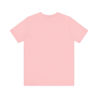 Back view of the Sabrina Carpenter Inspired Unisex Short Sleeve Tee in soft pink, designed for comfort and elegance.