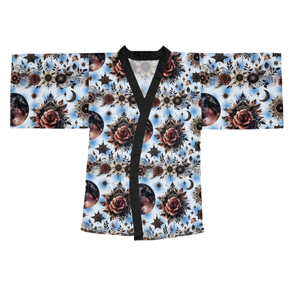 Stylish Floral Kimono Robe for women showcasing a beautiful floral design, ideal for elegant lounging or as designer lounge wear.